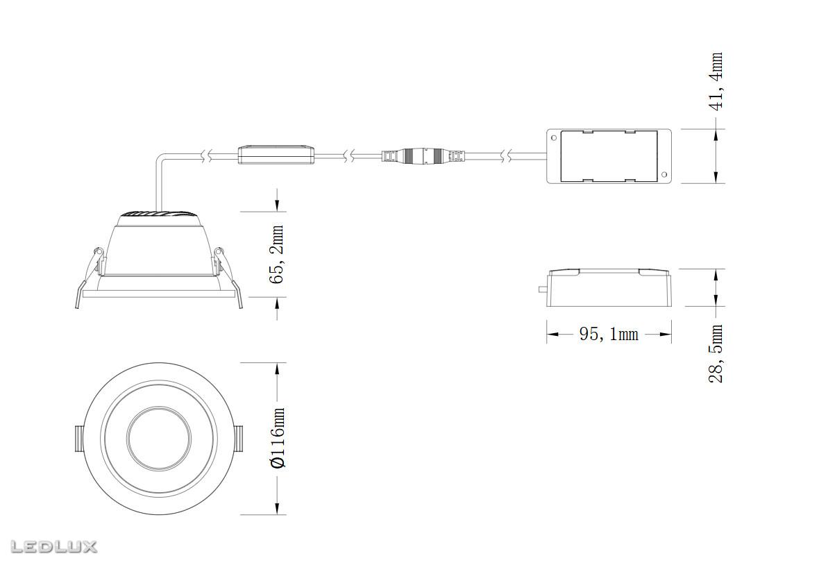 LEDVANCE Downlight Comfort D100 P 13W ML 93040 UGR19 WT