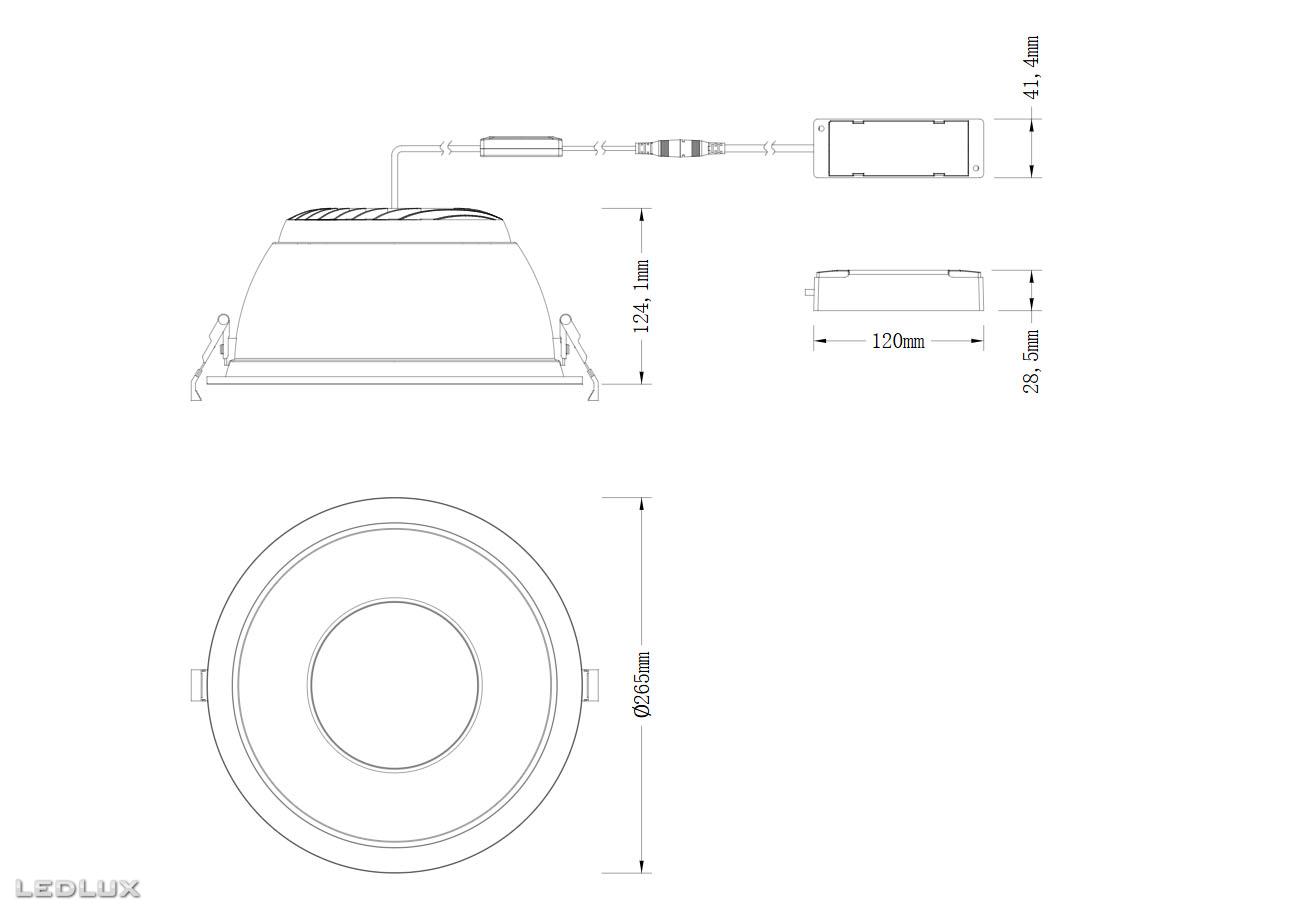 LEDVANCE Downlight Comfort D250 P 42W ML 93040 UGR19 WT