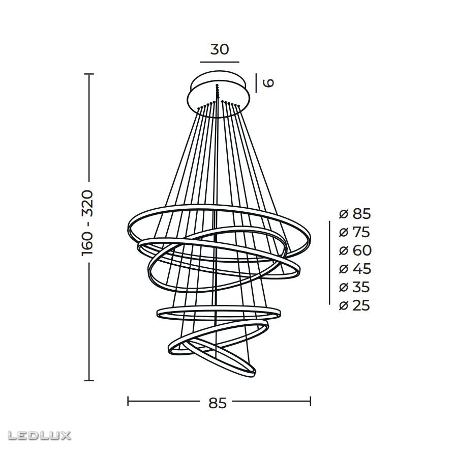 AZZARDO Wheel 6 long DIMM LED AZ2921 gold