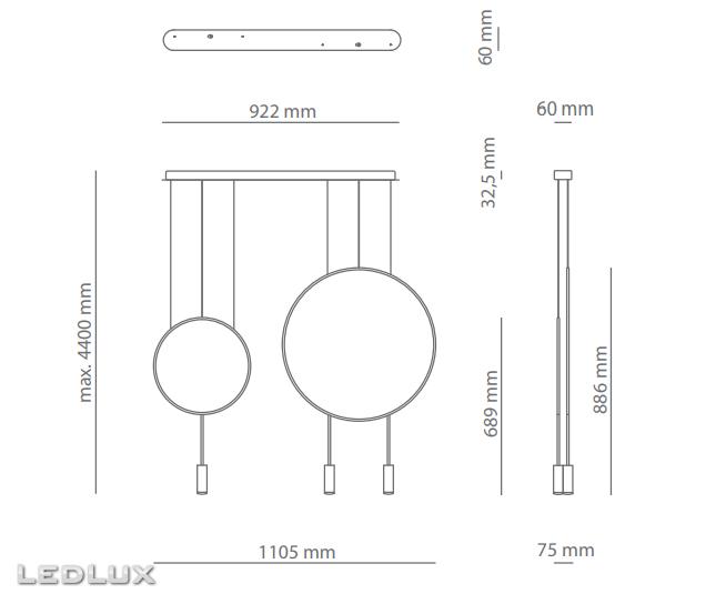 Estiluz REVOLTA L92S.1S1D (W) black