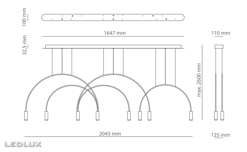 Estiluz VOLTA L165.1D2T (W) gold