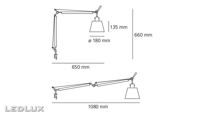ARTEMIDE Tolomeo BASCULANTE Tavolo clamp 0947010A + A004100