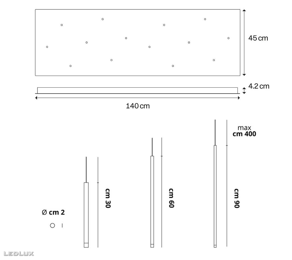 LODES A-TUBE Nano 14 lights Rectangular White / Rose Gold